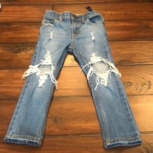 Distressed adjustable toddler jeans